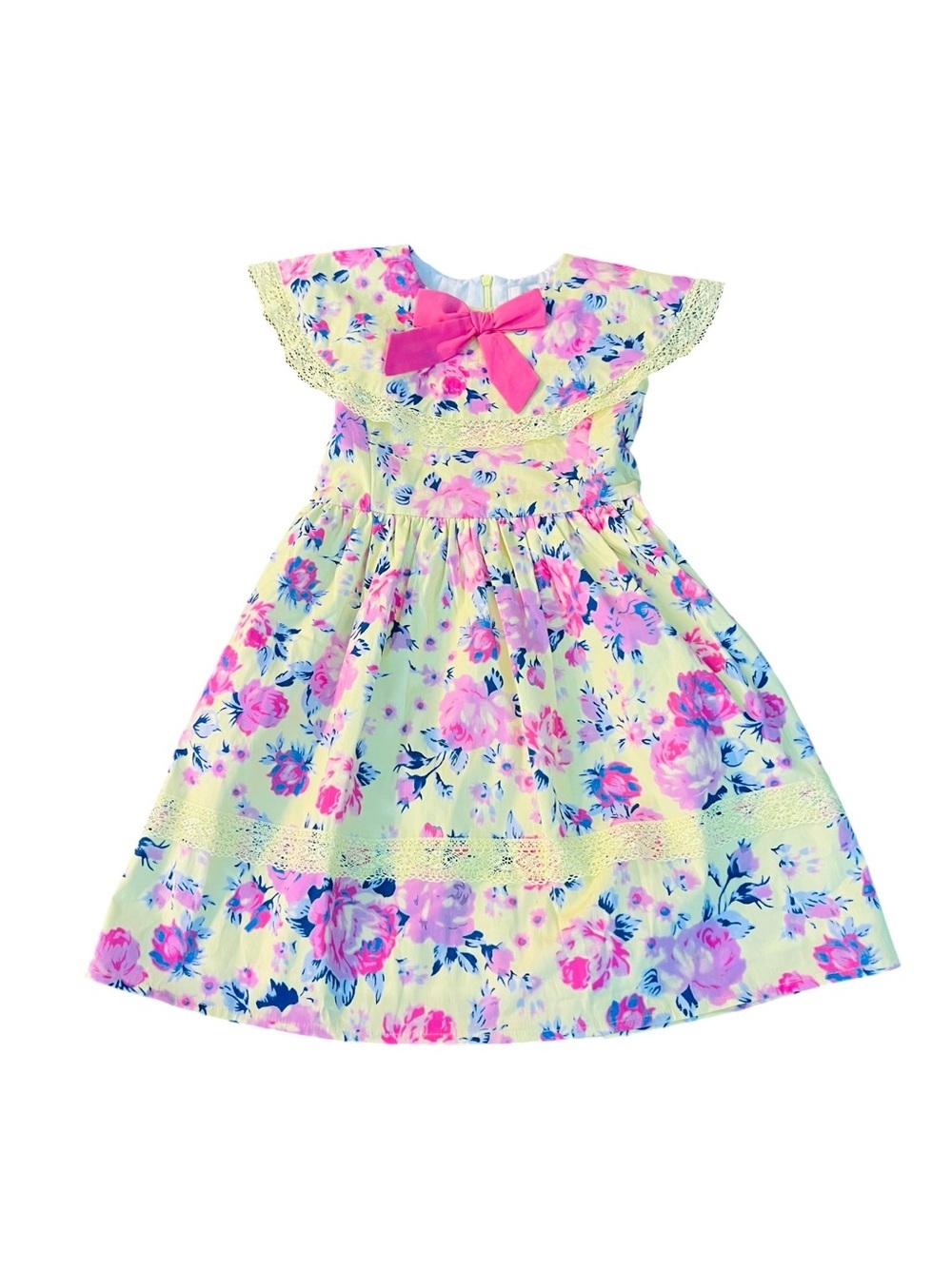 Ivy City Floral Pink Bow Casual Girls Mini Aster Dress Size 3T NWT